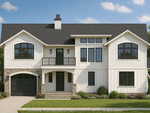 4-Bedroom Coastal Home Plan with 2 Floors and Open Design