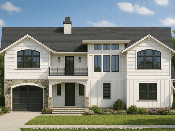 4-Bedroom Coastal Home Plan with 2 Floors and Open Design