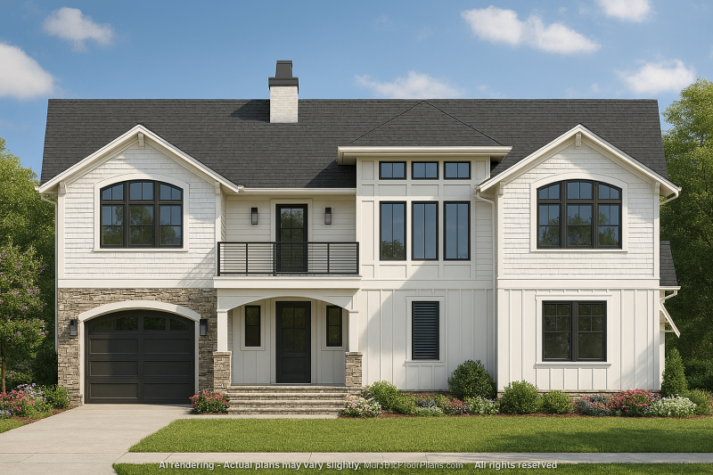 4-Bedroom Coastal Home Plan with 2 Floors and Open Design
