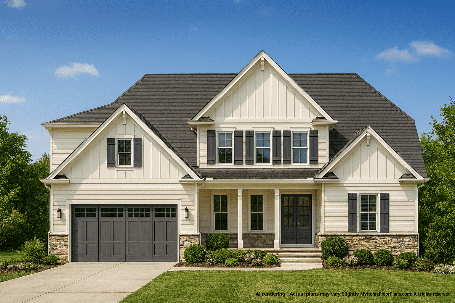 4-Bedroom Home CAD Plan with 2-Car Garage and Loft