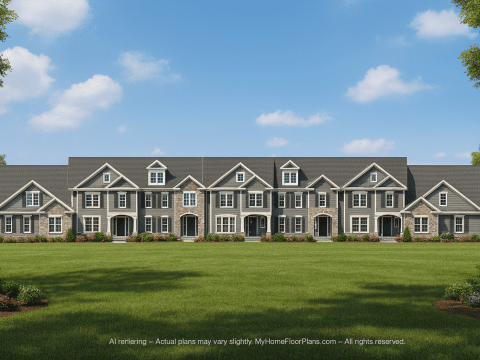 7-Unit Townhome Floor Plan with Vaulted Ceilings and CAD Designs