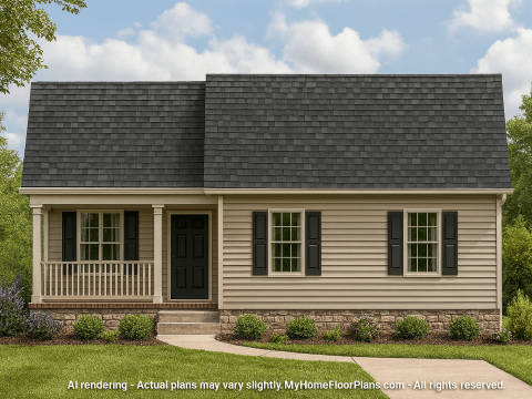 Affordable Ranch Home Floor Plan with Open Layout and 3 Bedrooms
