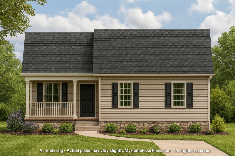 Affordable Ranch Home Floor Plan with Open Layout and 3 Bedrooms