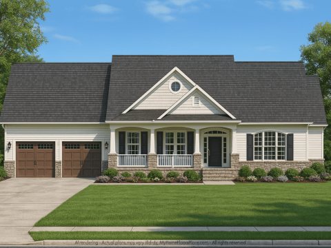 Architectural 1-Story Craftsman House Plan with Open Layout & Vaulted Ceilings