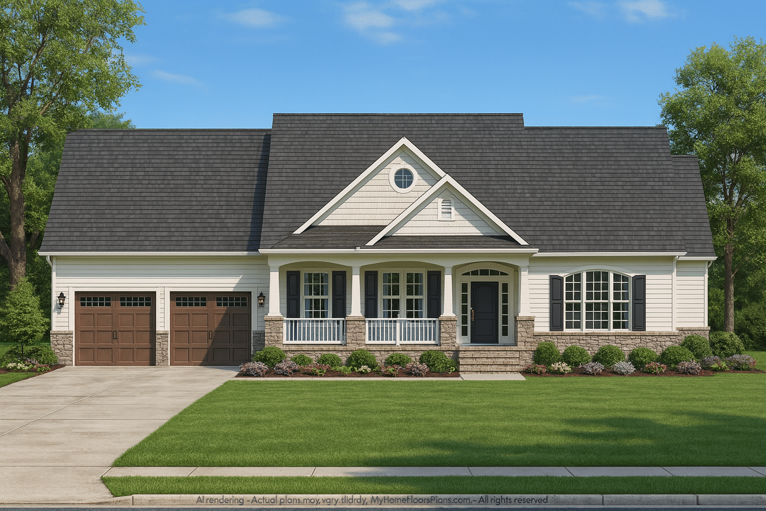 Architectural 1-Story Craftsman House Plan with Open Layout & Vaulted Ceilings