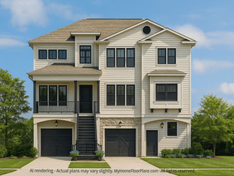 Beach Coastal House Plan with 3 Stories and CAD Architecture