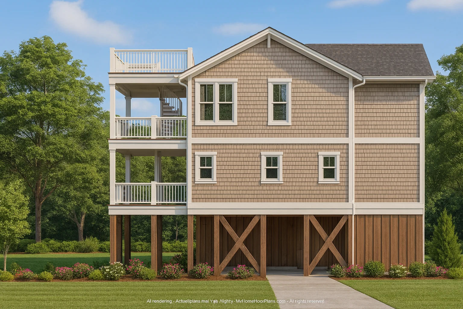 Beach Home Floor Plan with 4 Bedrooms & Modern CAD DesignsBeach Home Floor Plan with 4 Bedrooms & Modern CAD Designs