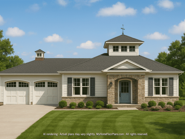 Beach House Plan with Spacious Layout, Vaulted Ceilings & CAD Designs