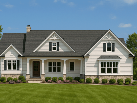 Beautiful 1.5-Story House Plan with Craftsman Design & CAD Blueprints