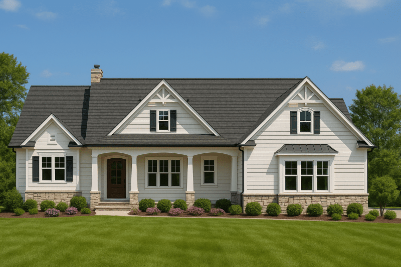 Beautiful 1.5-Story House Plan with Craftsman Design & CAD Blueprints