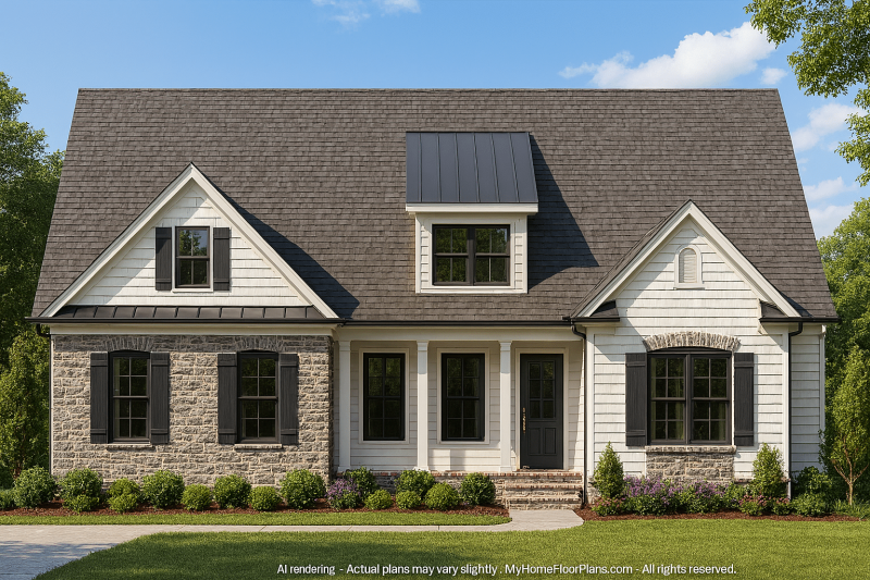 Beautiful 1.5-Story House Plan with Vaulted Ceilings & CAD Designs