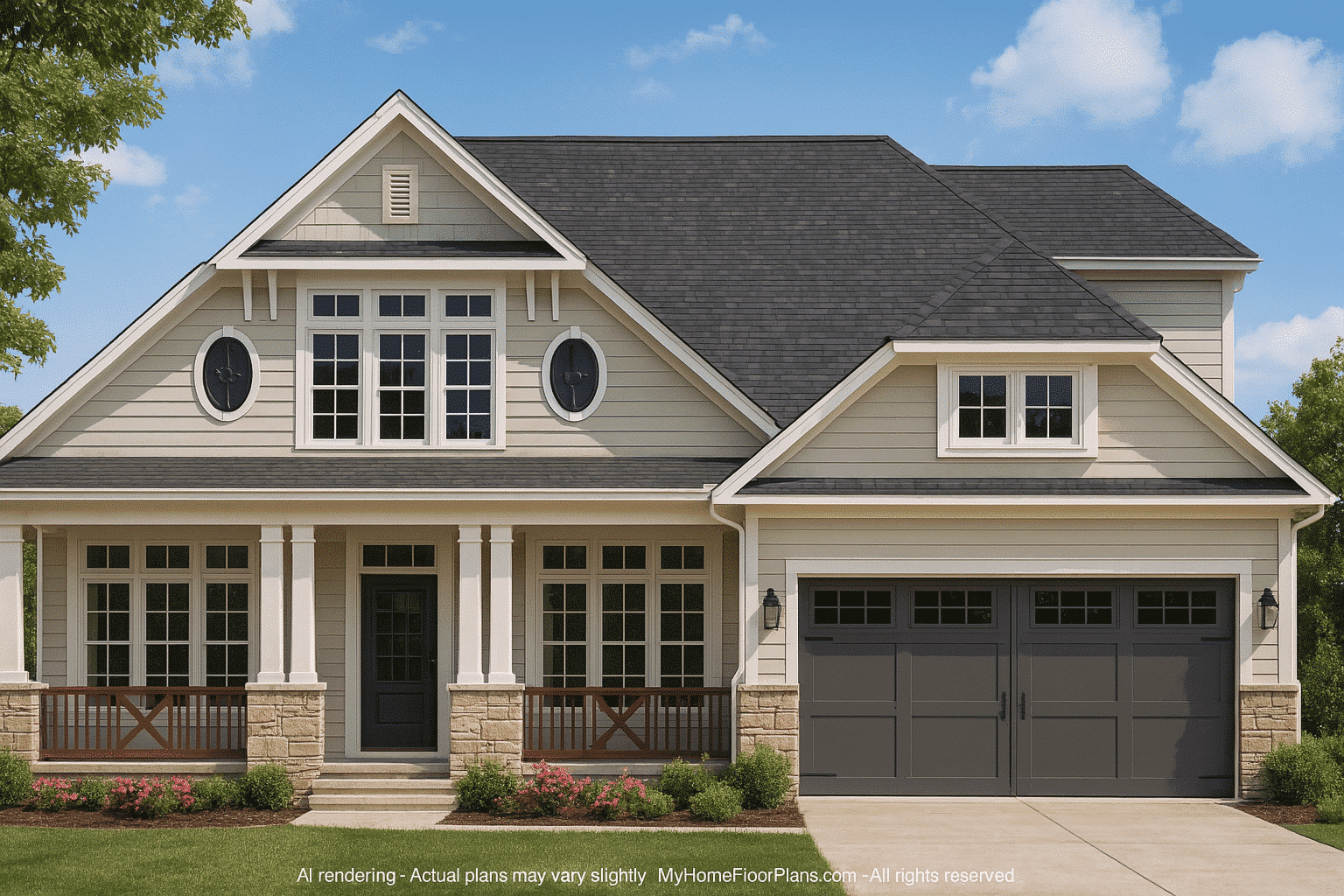 Beautiful 2-Story Craftsman House Plan with Open Floor Plan (2605 Sq Ft)
