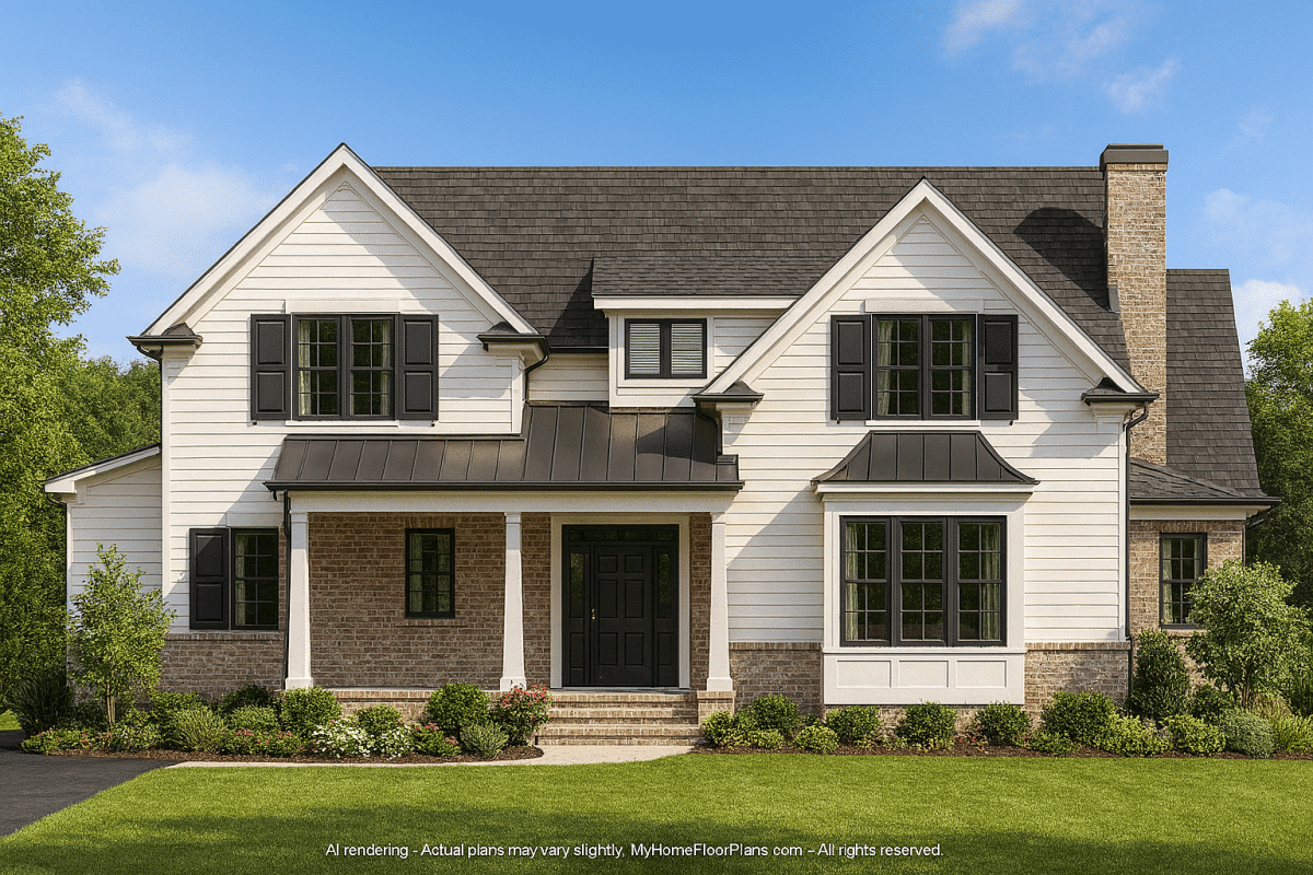 Beautiful 2-Story Home Plan with Colonial Farmhouse Design