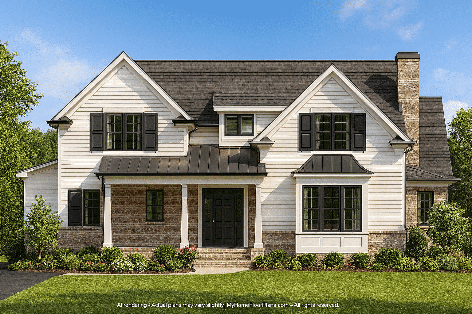 Beautiful 2-Story Home Plan with Colonial Farmhouse Design