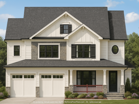 Beautiful 2-Story Home Plan with Craftsman Style & Functional Blueprints