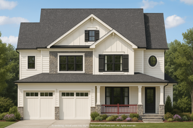 Beautiful 2-Story Home Plan with Craftsman Style & Functional Blueprints