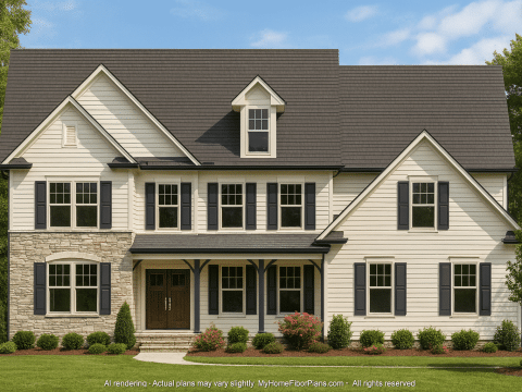 Beautiful 2-Story House Plan with Vaulted Ceilings and Open Layout