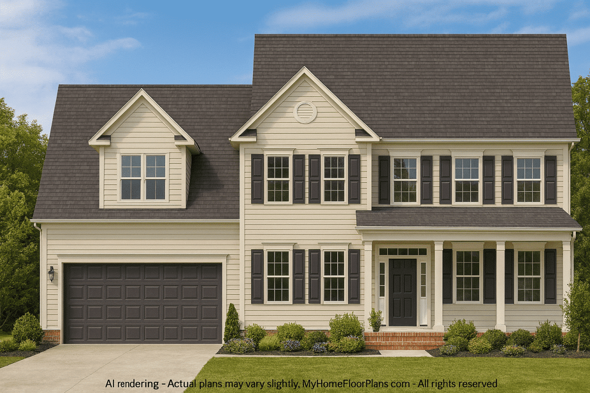 Beautiful 4-Bedroom Home Plan with CAD Designs & 2-Car Garage