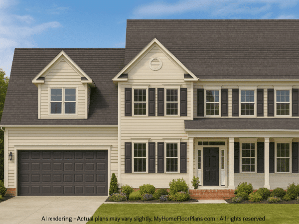 Beautiful 4-Bedroom Home Plan with CAD Designs & 2-Car Garage