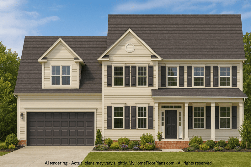 Beautiful 4-Bedroom Home Plan with CAD Designs & 2-Car Garage