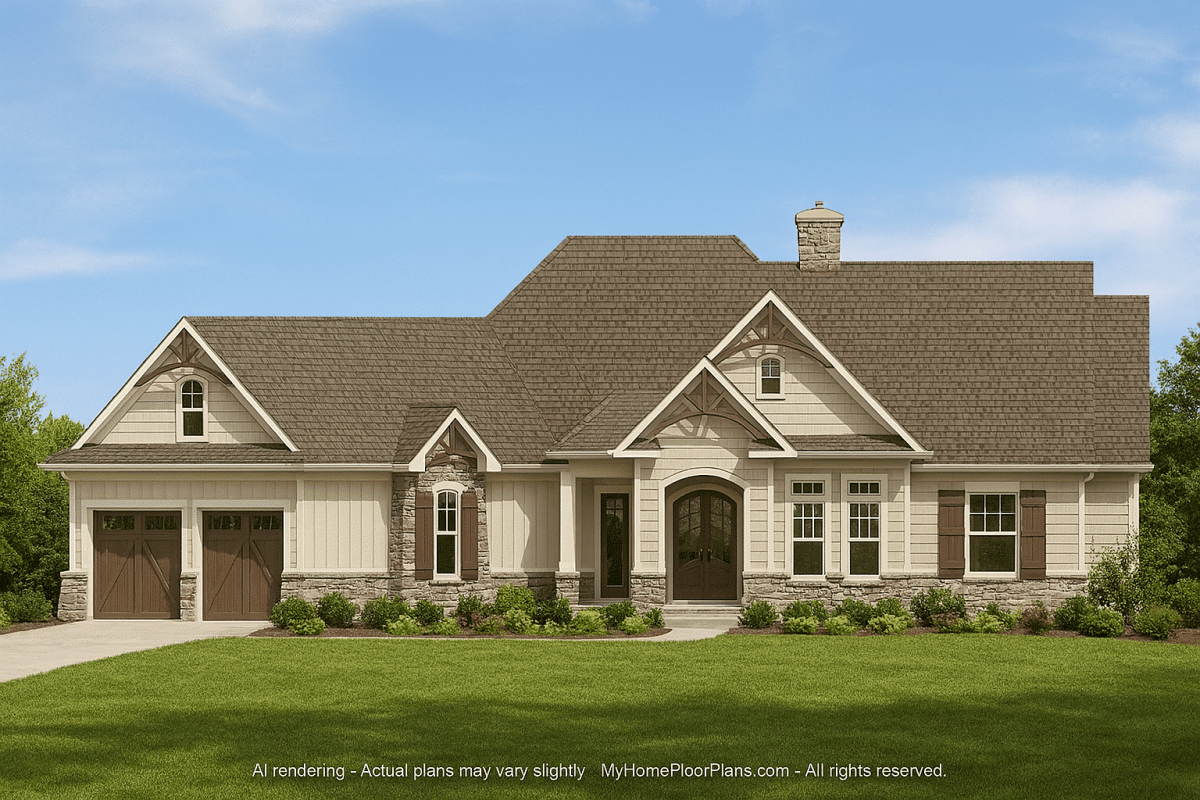 Beautiful Craftsman Home Plan with Detailed Floor Designs