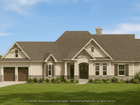 Beautiful Craftsman Home Plan with Detailed Floor Designs