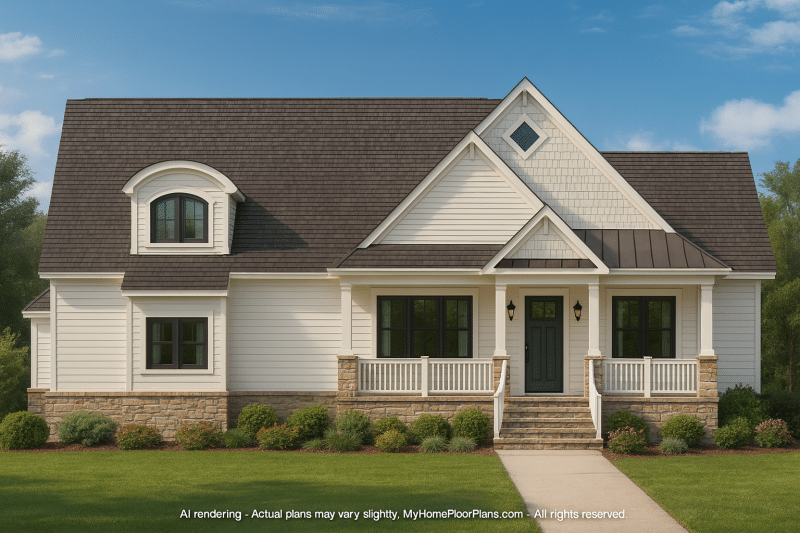 Beautiful Craftsman-Style House Plan with Split-Bedroom Layout & Outdoor Deck