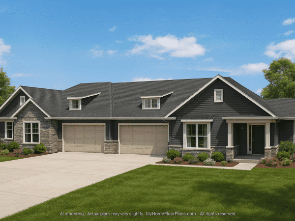 Beautiful Duplex Home Floor Plan with Blueprint CAD Designs