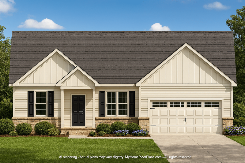 Beautiful Ranch Home Plan with Open Floor Plan and Garage