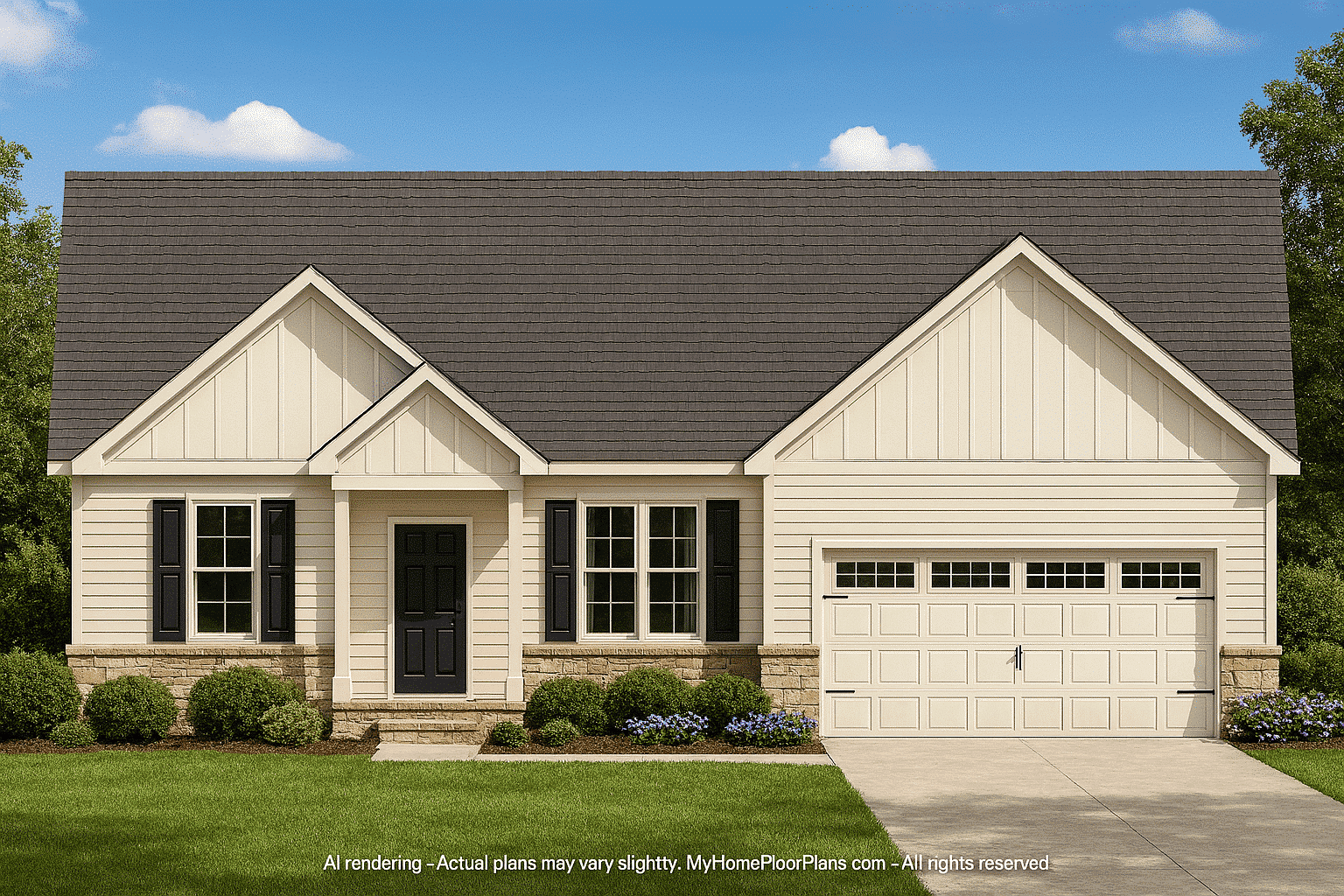 Beautiful Ranch Home Plan with Open Floor Plan and Garage