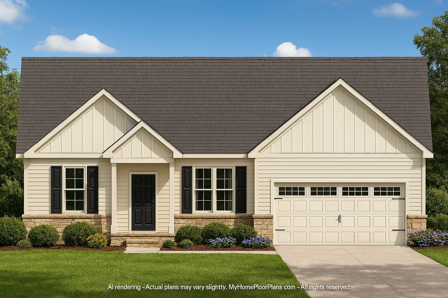Beautiful Ranch Home Plan with Open Floor Plan and Garage