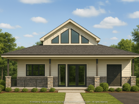 Cabin Pool House Plan - 743 Sq Ft - 1 Bed,1 Bath - CAD,Floor Plans,& Blueprints