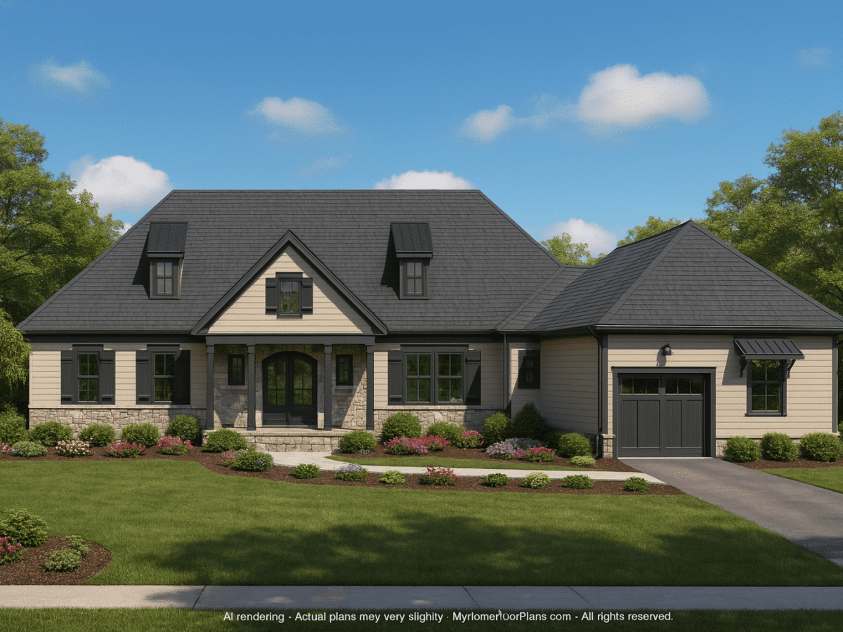 Charming 1-Bedroom Garage Home Plan with Open Layout and CAD Blueprints
