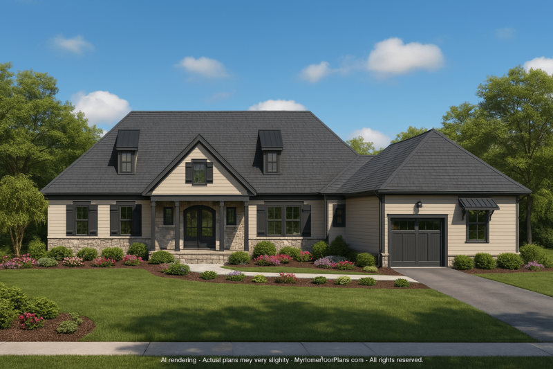 Charming 1-Bedroom Garage Home Plan with Open Layout and CAD Blueprints