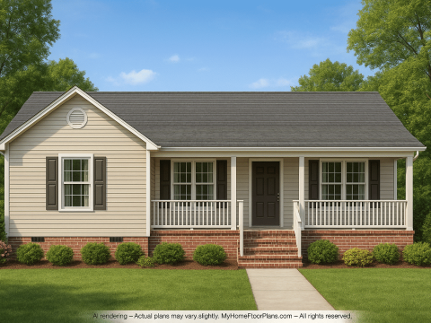 Charming 1-Story Cottage House Plan with Cozy Layout & CAD Designs