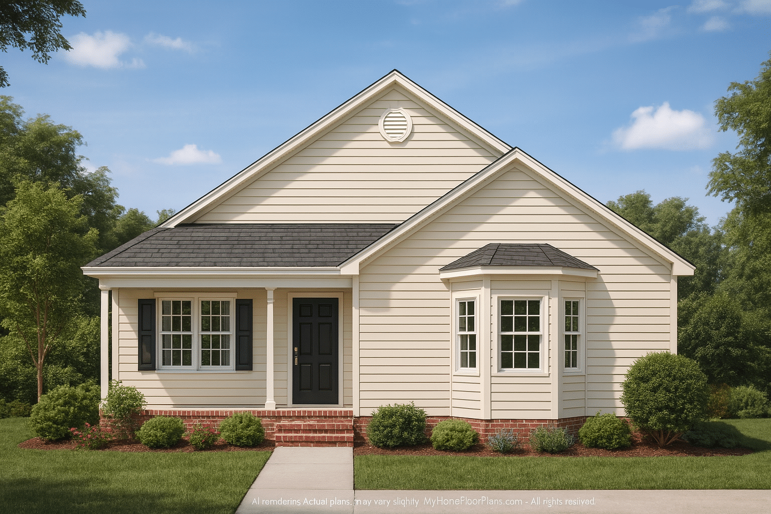 Charming 1-Story House Plan with 3 Bedrooms and Efficient CAD Designs
