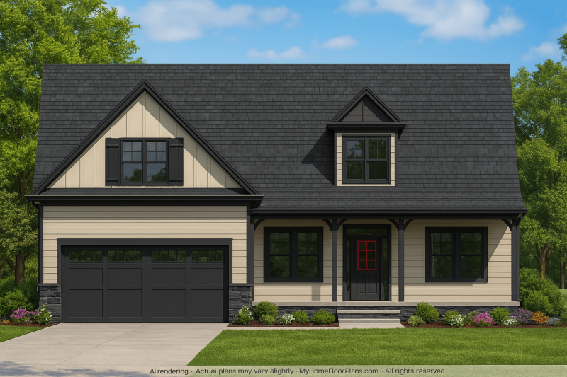 Charming 1.5-Story Craftsman House Plan with Cozy Layout & Custom CAD