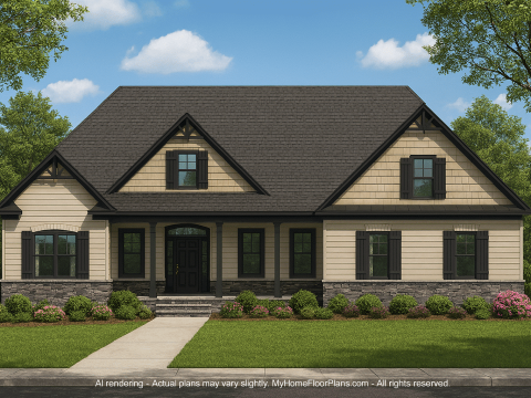 Charming 1.5-Story Home Blueprint with Craftsman Style and CAD Designs