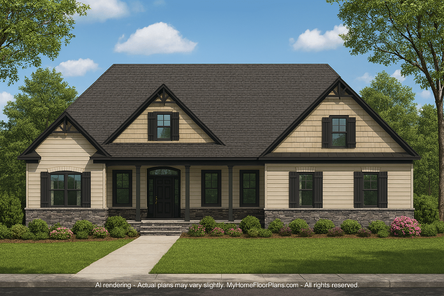 Charming 1.5-Story Home Blueprint with Craftsman Style and CAD Designs