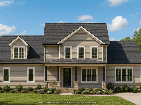 Charming 1.5-Story House Plan with Traditional Design and CAD Files