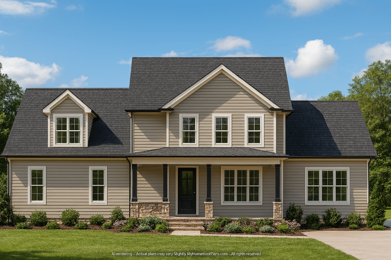 Charming 1.5-Story House Plan with Traditional Design and CAD Files