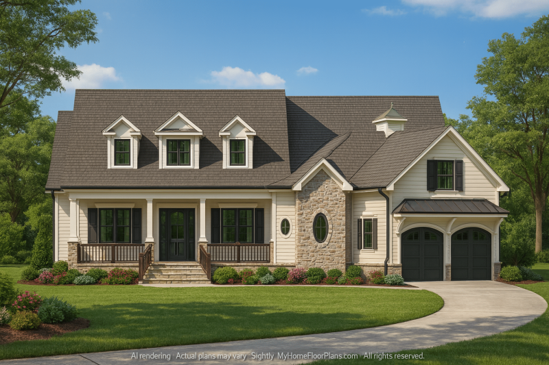 Charming 2-Story Country House Plan with Spacious Layout