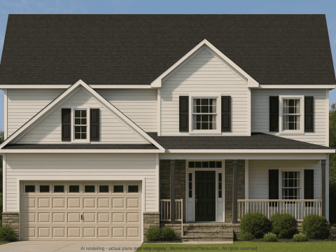 Charming 2-Story Home Plan with 3 Bedrooms and Craftsman Blueprint