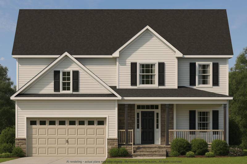 Charming 2-Story Home Plan with 3 Bedrooms and Craftsman Blueprint