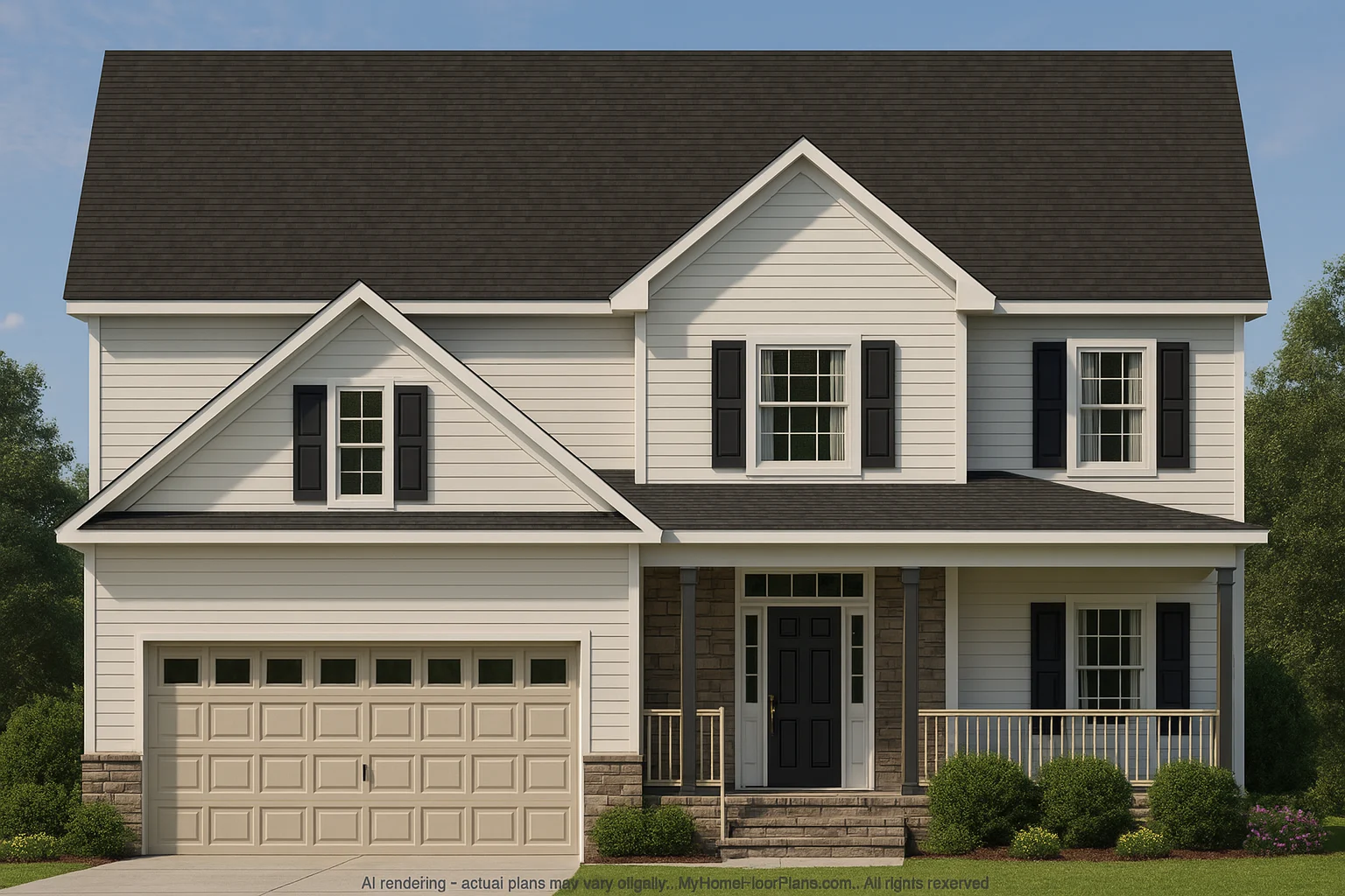 Charming 2-Story Home Plan with 3 Bedrooms and Craftsman Blueprint