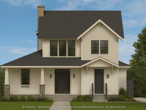 Charming 2-Story Home Plan with Cart Garage & Coastal Style