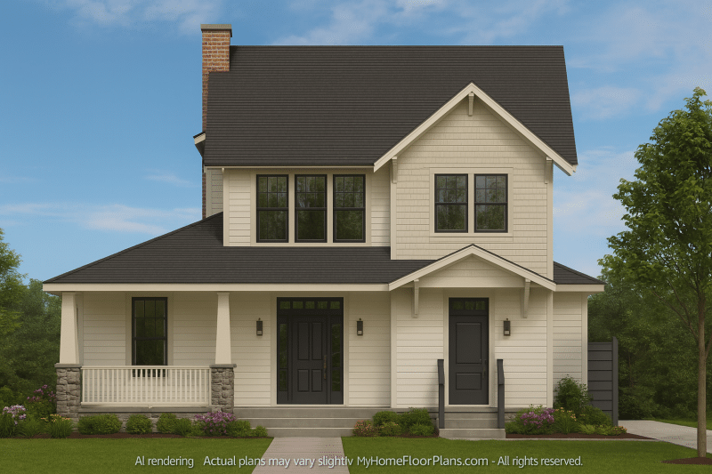 Charming 2-Story Home Plan with Cart Garage & Coastal Style