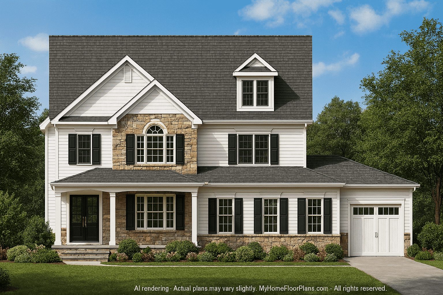 Charming 2-Story House Plan with 4 Bedrooms and Vaulted Ceilings