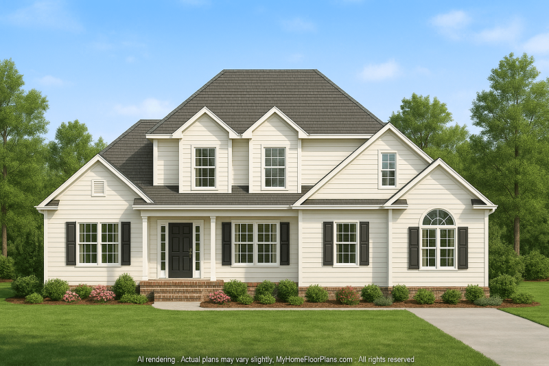 Charming 2-Story House Plan with Detailed Floor Blueprint and CAD Designs