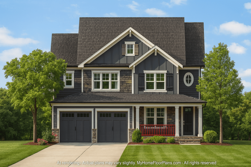 Charming 2.5-Story Craftsman House Plan with Vaulted Ceilings